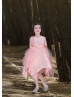 Beaded Satin Tulle Hanky Hem Flower Girl Dress